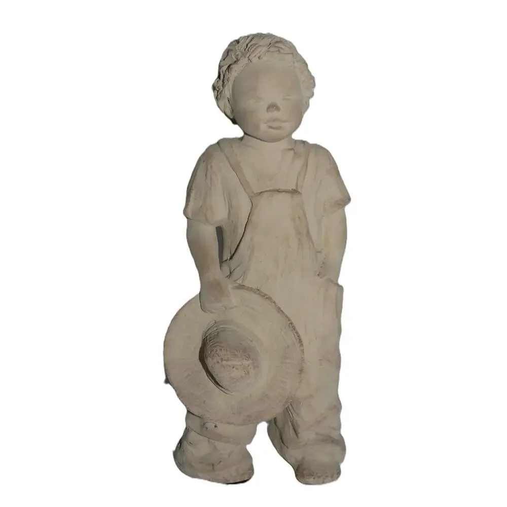 Vtg Austin Sculptures Rustic Children Holding Basket Hat Country Folk Art Daze